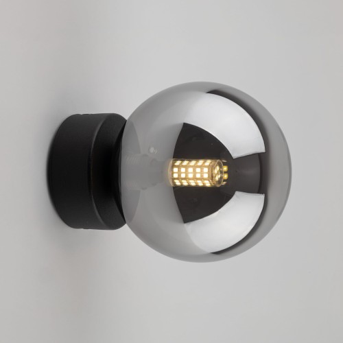 Kinkiet nowoczesny elegancki loft industrialny klosz szklany kula czarny grafitowy TK Lighting Estera 10255 1x8W G9