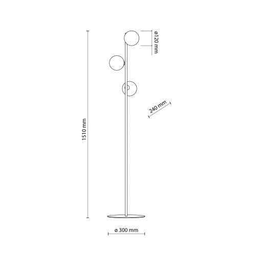 Lampa podłogowa nowoczesna elegancka loft industrialna klosz szklany kule czarna grafitowa TK Lighting Estera 5717 3x6W G9