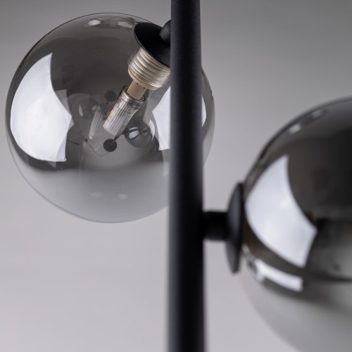 Lampa podłogowa nowoczesna elegancka loft industrialna klosz szklany kule czarna grafitowa TK Lighting Estera 5717 3x6W G9
