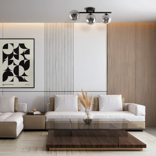 Plafon nowoczesny elegancki loft industrialny klosz szklany kule czarny grafitowy TK Lighting Estera 6855 3x6W G9
