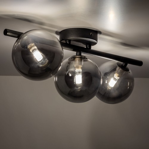 Plafon nowoczesny elegancki loft industrialny klosz szklany kule czarny grafitowy TK Lighting Estera 6855 3x6W G9