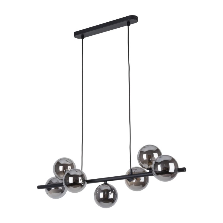 Lampa wisząca modern belka szklane klosze Tk Lighting Estera 5666 7x6W G9 czarna chrom
