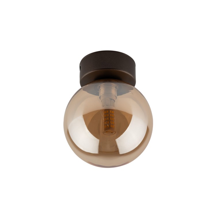 Kinkiet nowoczesny skandynawski elegancki loft industrialny klosz szklany kula bursztynowy brązowy TK Lighting Estera 10256 1x8W G9