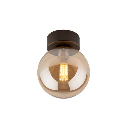 Kinkiet nowoczesny skandynawski elegancki loft industrialny klosz szklany kula bursztynowy brązowy TK Lighting Estera 10256 1x8W G9
