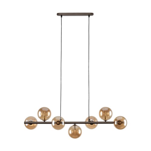 Lampa wisząca listwa belka nowoczesna elegancka loft industrialna klosz szklany kule bursztynowa brązowa TK Lighting Estera 4506 7x6W G9