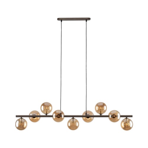 Lampa wisząca listwa belka nowoczesna elegancka loft industrialna klosz szklany kule bursztynowa brązowa TK Lighting Estera 4340 9x6W G9