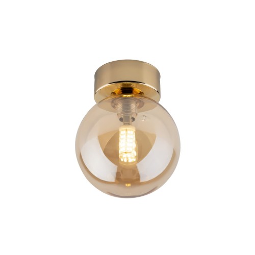 Kinkiet nowoczesny elegancki loft industrialny klosz szklany kula bursztynowy złoty TK Lighting Estera 10257 1x8W G9