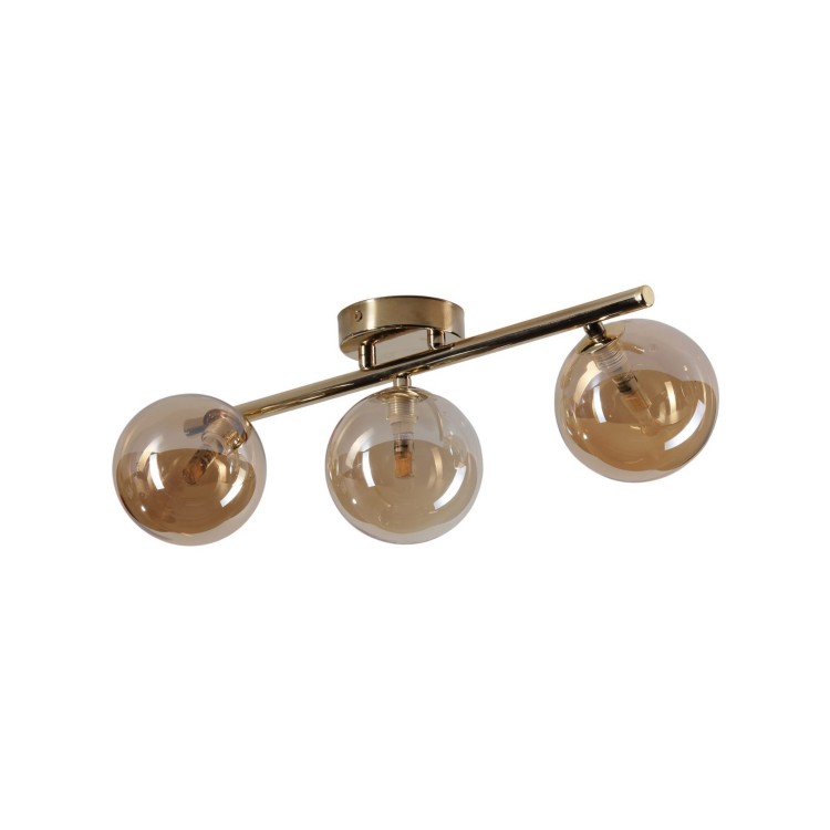 Plafon nowoczesny elegancki loft industrialny klosz szklany kule bursztynowy złoty TK Lighting Estera 5418 3x6W G9