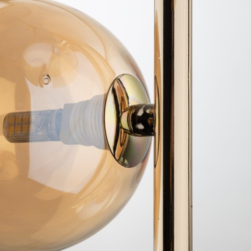 Lampa wisząca nowoczesna elegancka loft industrialna klosz szklany kule patyk rurka bursztynowa złota TK Lighting Estera 4838 3x6W G9