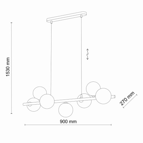 Lampa wisząca modern belka szklane klosze Tk Lighting Estera 5668 7x6W G9 złota bursztynowa