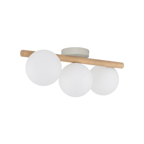 Plafon nowoczesny elegancki loft industrialny klosz szklany kule belka drewniana drewniany biały TK Lighting Estera 5768 3x6W G9