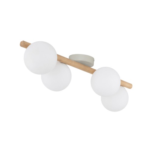 Plafon nowoczesny elegancki loft industrialny klosz szklany kule belka drewniana drewniany biały TK Lighting Estera 5768 3x6W G9