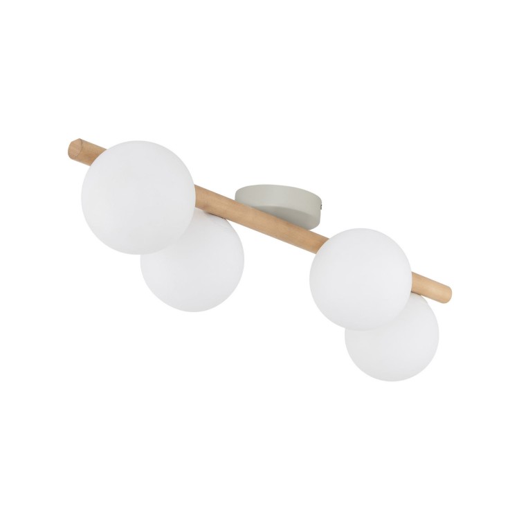 Plafon nowoczesny elegancki loft industrialny klosz szklany kule belka drewniana drewniany biały TK Lighting Estera 5768 3x6W G9