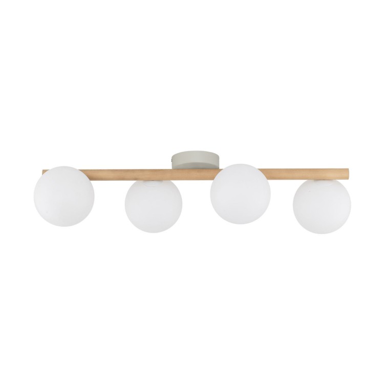 Plafon nowoczesny elegancki loft industrialny klosz szklany kule belka drewniana drewniany biały TK Lighting Estera 5769 4x6W G9