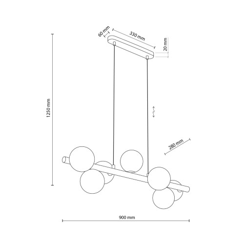 Lampa wisząca belka drewniana nowoczesna elegancka loft industrialna klosz szklany kule drewniana biała TK Lighting Estera 5905 7x6W G9