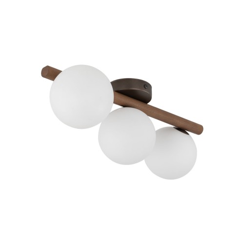 Plafon nowoczesny elegancki loft industrialny klosz szklany kule belka drewniana orzech biały TK Lighting Estera 10269 3x6W G9