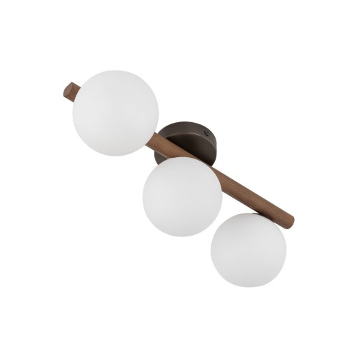 Plafon nowoczesny elegancki loft industrialny klosz szklany kule belka drewniana orzech biały TK Lighting Estera 10269 3x6W G9