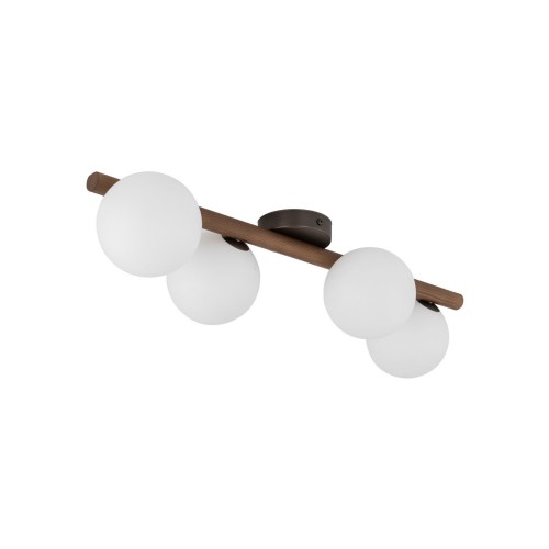 Plafon nowoczesny elegancki loft industrialny klosz szklany kule belka drewniana orzech biały TK Lighting Estera 10269 3x6W G9