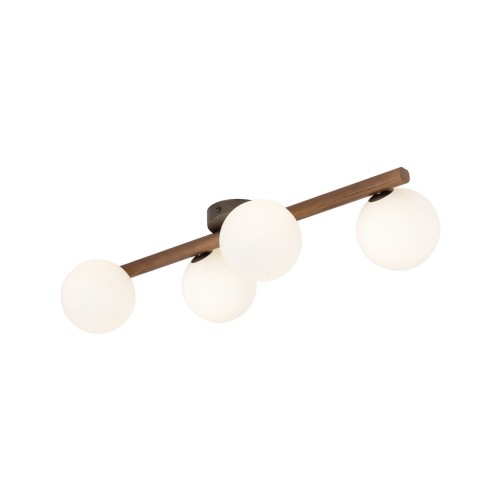 Plafon nowoczesny elegancki loft industrialny klosz szklany kule belka drewniana orzech biały TK Lighting Estera 10270 4x6W G9