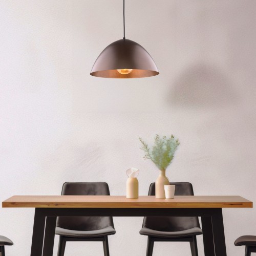 Lampa wisząca klasyczna retro klosz metalowy miska brązowa TK Lighting Faro 4332 1x15W E27
