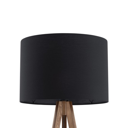 Lampa podłogowa nowoczesna skandynawska boho drewniana klosz materiałowy orzech czarna TK Lighting Grand 16005 1x15W E27