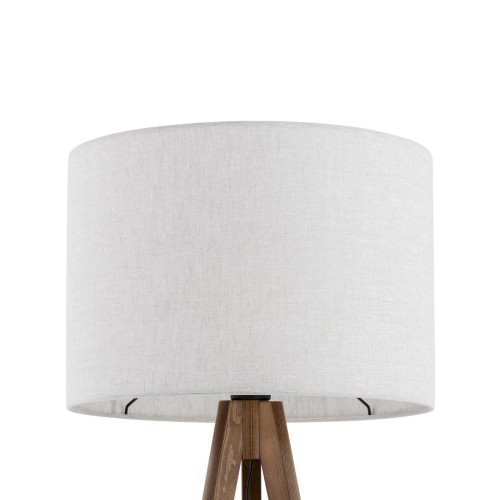 Lampa podłogowa nowoczesna skandynawska boho drewniana klosz materiałowy orzech lniana TK Lighting Grand 16004 1x15W E27