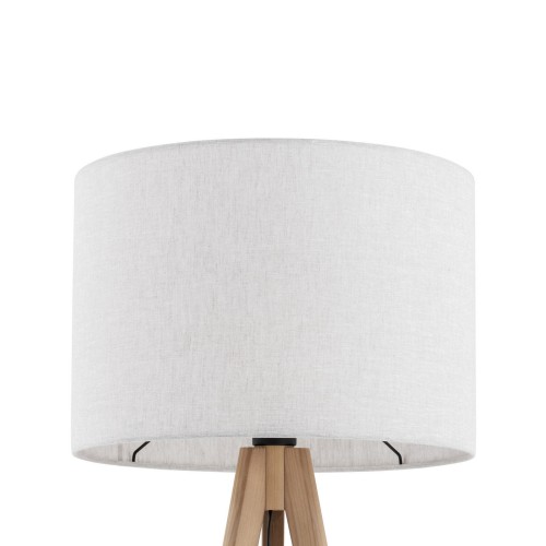 Lampa podłogowa nowoczesna skandynawska boho drewniana klosz materiałowy sosna lniana TK Lighting Grand 16007 1x15W E27