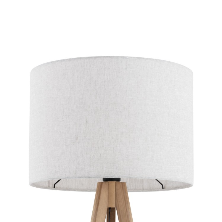 Lampa podłogowa nowoczesna skandynawska boho drewniana klosz materiałowy sosna lniana TK Lighting Grand 16007 1x15W E27