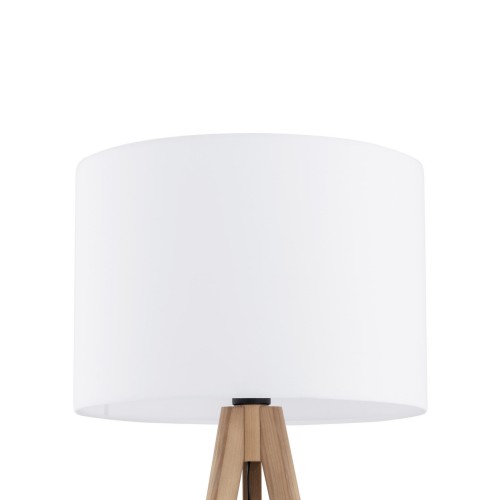 Lampa podłogowa nowoczesna skandynawska boho drewniana klosz materiałowy sosna biała TK Lighting Grand 16006 1x15W E27