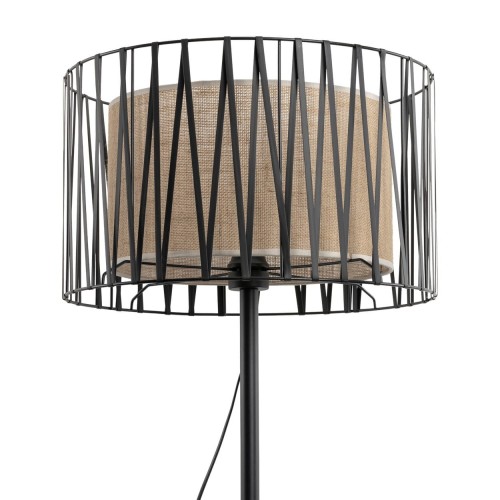 Lampa podłogowa nowoczesna skandynawska boho pręty metalowe abażur materiałowy czarna juta TK Lighting Harmony 5890 1x15W E27