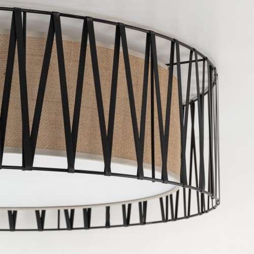 Plafon nowoczesny skandynawski boho pręty metalowe abażur materiałowy czarny juta TK Lighting Harmony 4556 4x15W E27