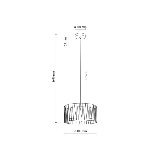 Lampa wisząca nowoczesna skandynawska boho pręty metalowe abażur materiałowy czarna juta TK Lighting Harmony 4562 1x15W E27