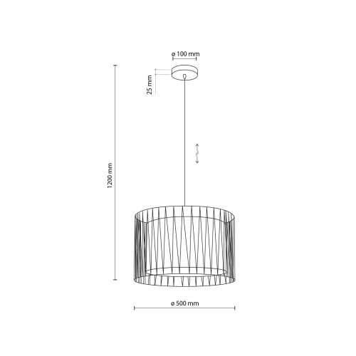 Lampa wisząca nowoczesna skandynawska boho pręty metalowe abażur materiałowy czarna juta TK Lighting Harmony 4557 3x15W E27