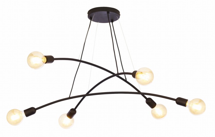 Lampa wisząca patyk pająk TK Lighting Helix 2726 6x60W E27 czarna