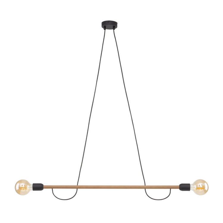Lampa wisząca patyk pająk TK Lighting Helix 4948 2x15W E27 czarna drewniana