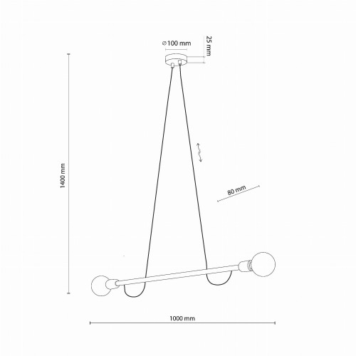 Lampa wisząca patyk pająk TK Lighting Helix 4948 2x15W E27 czarna drewniana