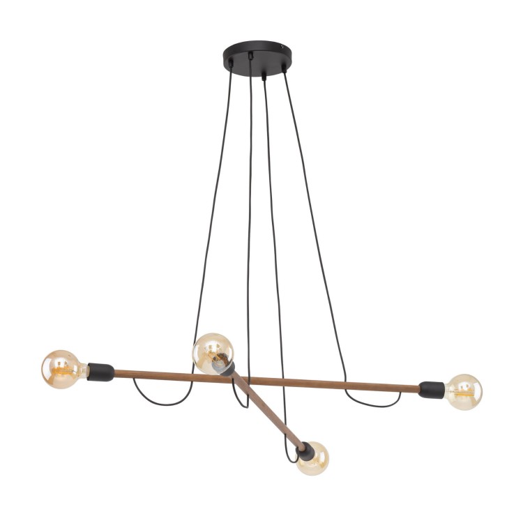 Lampa wisząca patyk pająk TK Lighting Helix 4949 4x15W E27 czarna drewniana