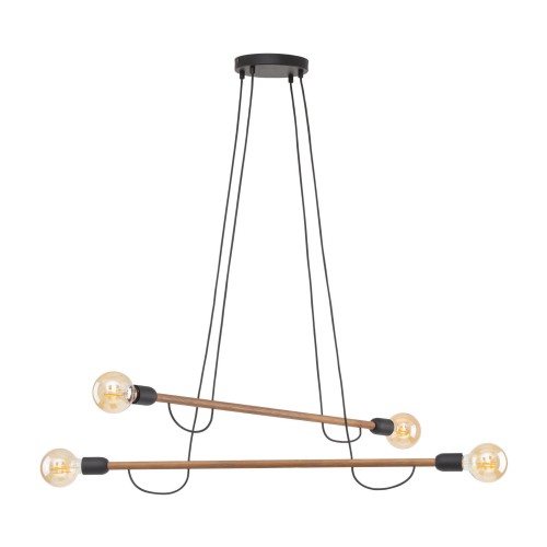 Lampa wisząca patyk pająk TK Lighting Helix 4949 4x15W E27 czarna drewniana