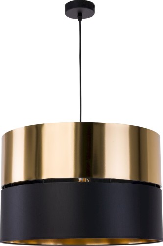 Lampa wisząca metalowo materiałowy klosz TK Lighting Hilton 4346 1x15W E27 czarny złoty