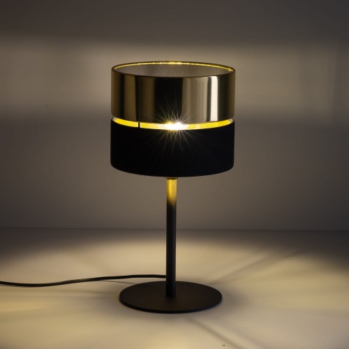 Lampka nowoczesna elegancka glamour loft industrialna czarna złota TK Lighting Hilton 16051 1x15W E27