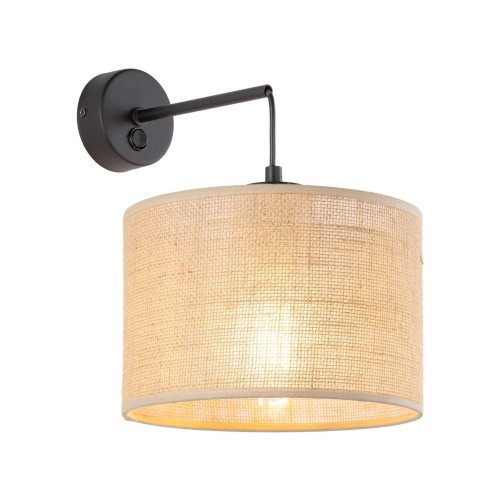 Kinkiet nowoczesny rustykalny boho abażur materiałowy juta czarny TK Lighting Juta 6858 1x15W E27
