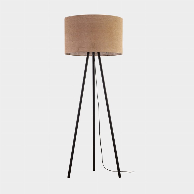 lampa podłogowa nowoczesny rustykalny boho tuba abażur materiałowy juta czarny TK Lighting Juta 5569 1x15W E27