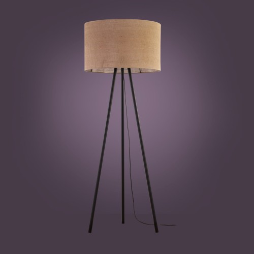 lampa podłogowa nowoczesny rustykalny boho tuba abażur materiałowy juta czarny TK Lighting Juta 5569 1x15W E27