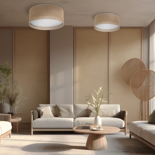 Plafon nowoczesny rustykalny boho abażur materiałowy juta biały TK Lighting Juta 5798 2x15W E27