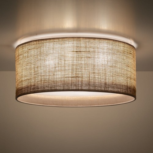 Plafon nowoczesny rustykalny boho abażur materiałowy juta biały TK Lighting Juta 5798 2x15W E27