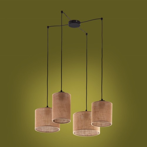 TK Lighting Juta 6585 lampa wisząca 4X15W E27 brązowa czarna