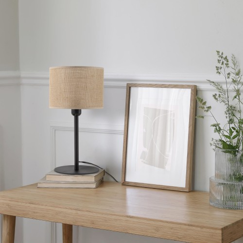 Lampka nowoczesna boho abażur materiałowy juta czarna TK Lighting Juta 5552 1x15W E27