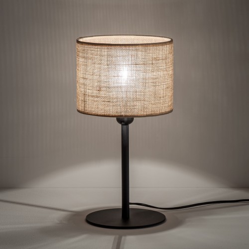 Lampka nowoczesna boho abażur materiałowy juta czarna TK Lighting Juta 5552 1x15W E27