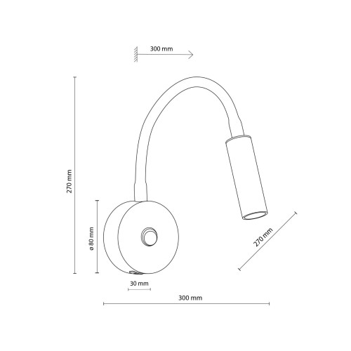 Kinkiet lampa ścienna do czytania z włącznikiem tuba rurka giętki czarny TK Lighting Lagos 10200 1x6W G9