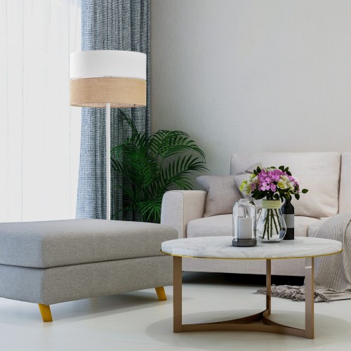 TK Lighting Linobianco 5241 lampa stojąca podłogowa 1x60W E27 biała brązowa